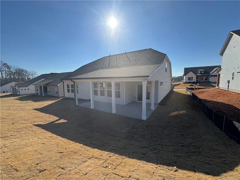 Exterior details and patio area of a home in Rosewood Lake Preserve, Hoschton (Image 17).