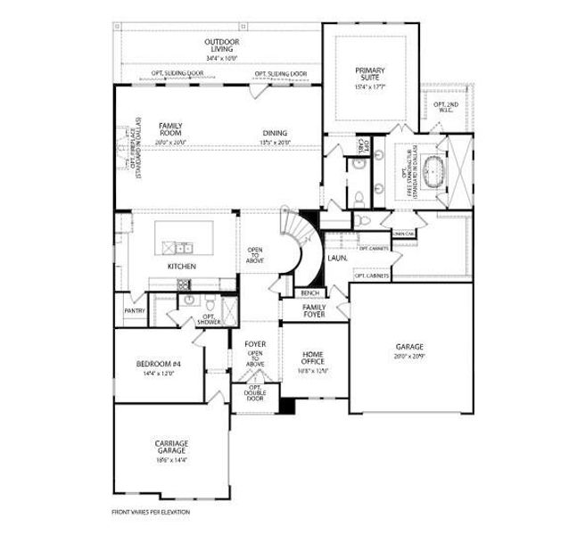 2D floor plan layout of this home in Lariat - 80', Liberty Hill, TX (Image 2).
