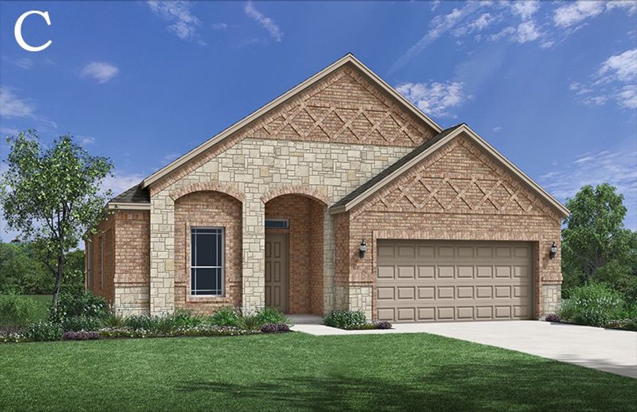 Representative exterior photo of a completed home built from the Austin by Windsor Homes in Walton Ridge, Corinth, TX (Image 19). Representative exterior photo of a completed home built from the Austin by Windsor Homes in Walton Ridge, Corinth, TX (Image 19).