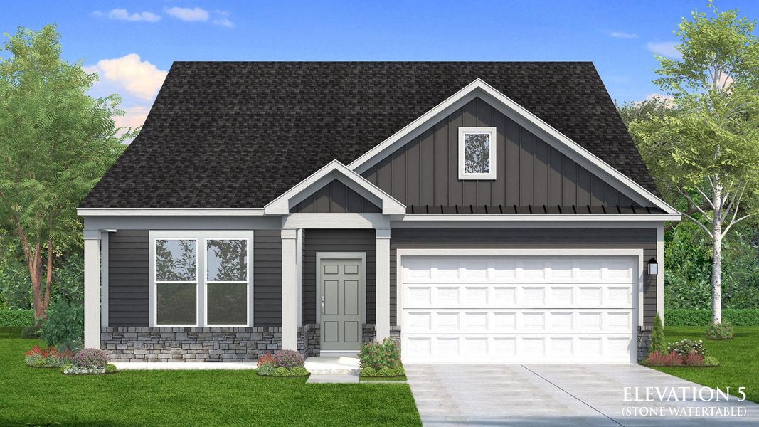 Representative exterior photo of a completed home built from the Chelsea by DRB Homes in Mason Glenn, Franklinton, NC (Image 18).