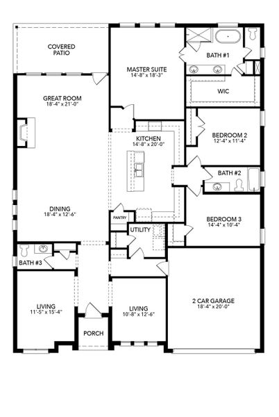 2D floor plan layout for the Bellaire by Sandlin Homes in Lakesong, Midlothian, TX (Image 5). 2D floor plan layout for the Bellaire by Sandlin Homes in Lakesong, Midlothian, TX (Image 5).