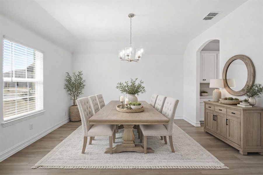 Formal Dining room view of single story three bedroom home with an office and a formal dining room

Virtually staged