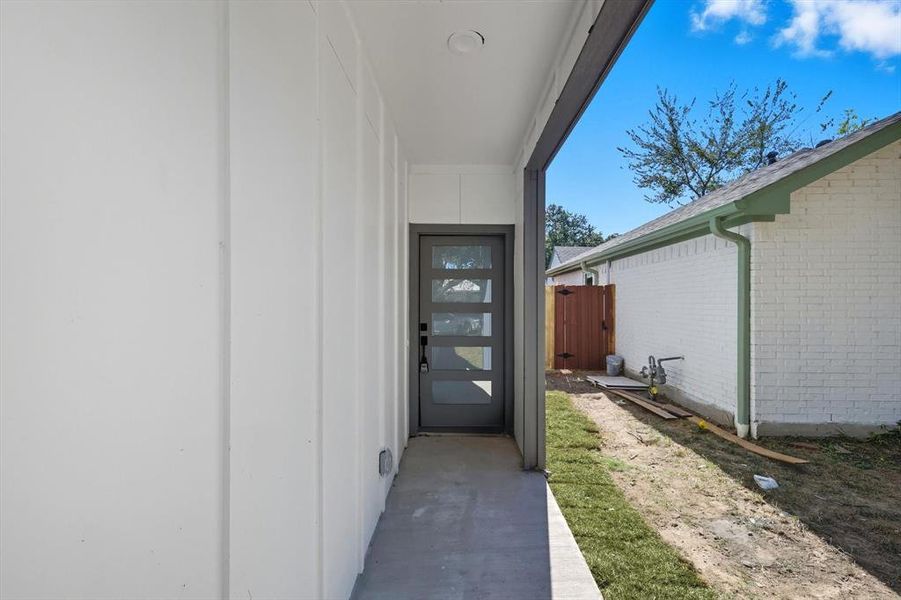 View of exterior Main door entry.