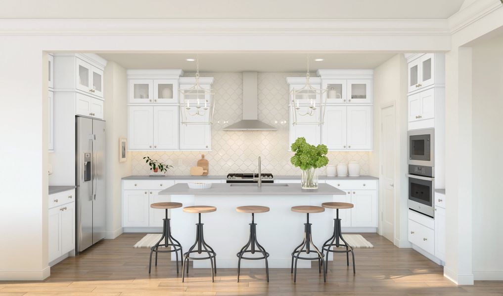 Kitchen with spacious island and stainless appliances