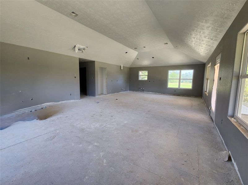 Family room looking towards kitchen area