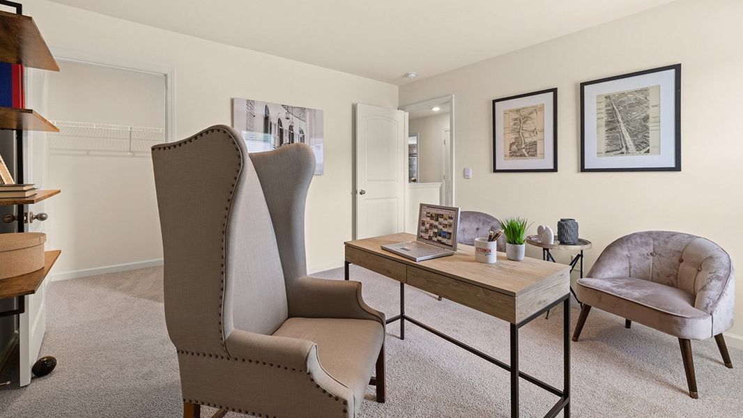 Representative furnished interior of a home built from the Penwell by D.R. Horton in Oakleigh Glen, Dallas (Image 25).