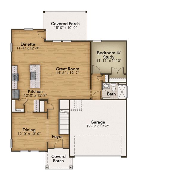2D floor plan layout of this home in Neill's Pointe, Angier, NC (Image 5).