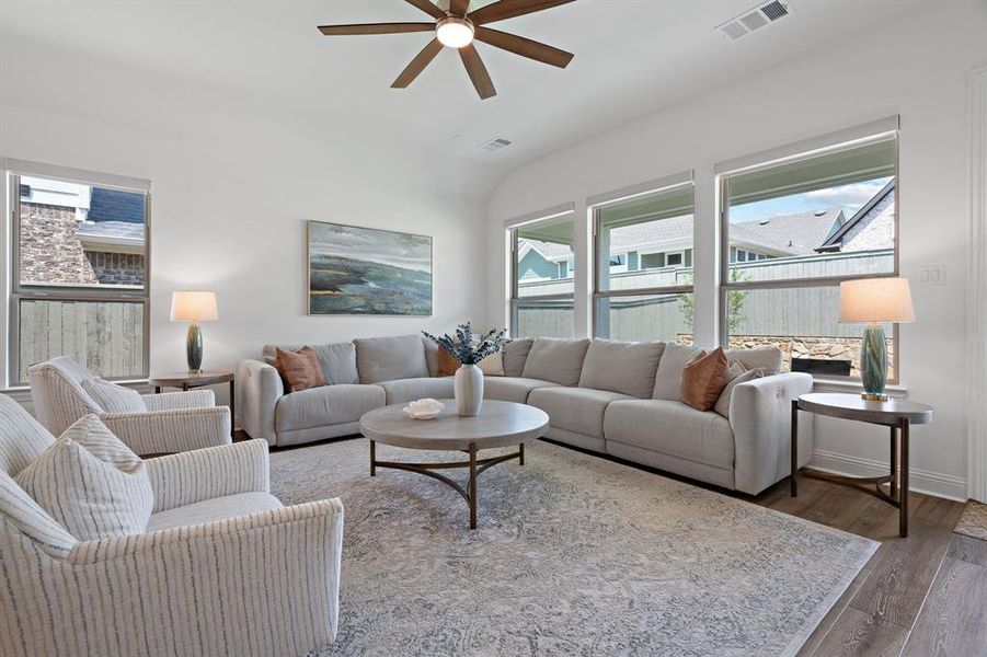 There is plenty of room for every member of your family in this spacious family room. There is plenty of room for every member of your family in this spacious family room.