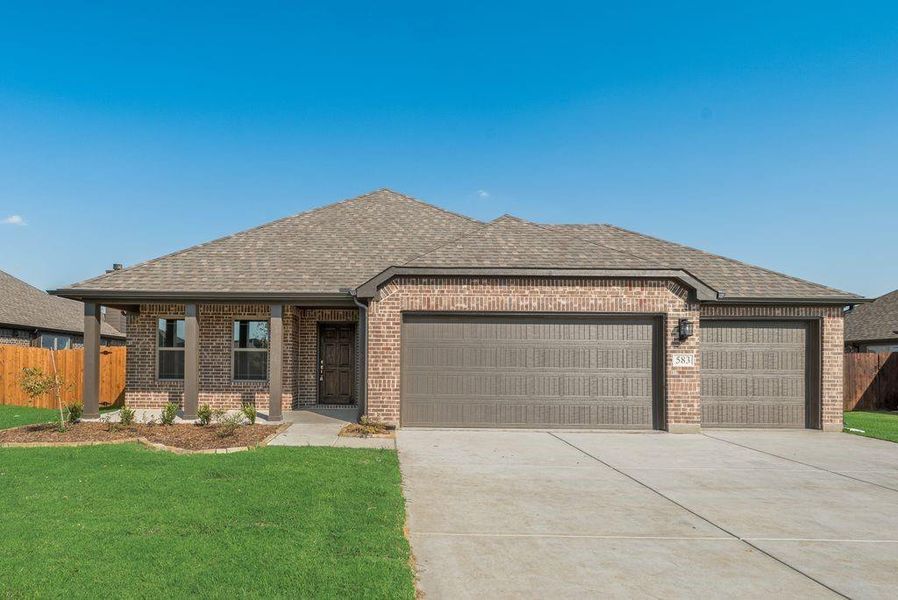 Front exterior of a new home in , Pilot Point, TX, highlighting curb appeal (Image 18). Front exterior of a new home in , Pilot Point, TX, highlighting curb appeal (Image 18).