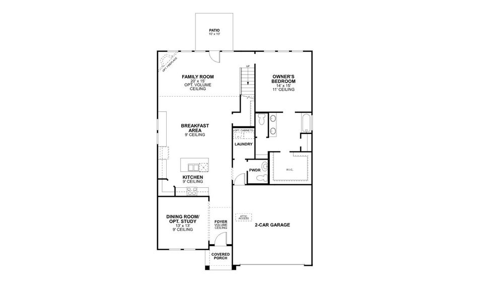 2D floor plan layout of this home in Lily Creek at Sutton Fields, Aubrey, TX (Image 4).