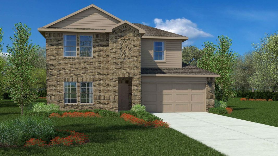 Representative exterior photo of a completed home built from the ROSEMONT by D.R. Horton in Homestead at Parks Bell Ranch, Odessa, TX (Image 3).