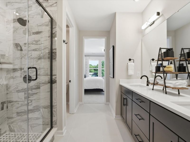 Representative furnished interior of a home built from the Dahlia by Tri Pointe Homes in Bellflower, Charlotte (Image 46).