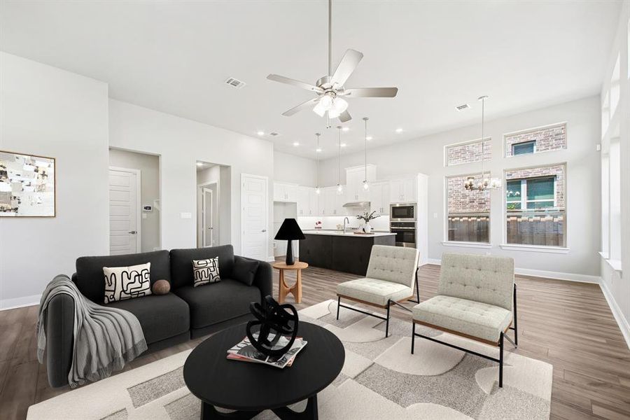 Furnished interior view inside a new home in Elements at Viridian - Garden Series, Arlington (Image 14). Furnished interior view inside a new home in Elements at Viridian - Garden Series, Arlington (Image 14).