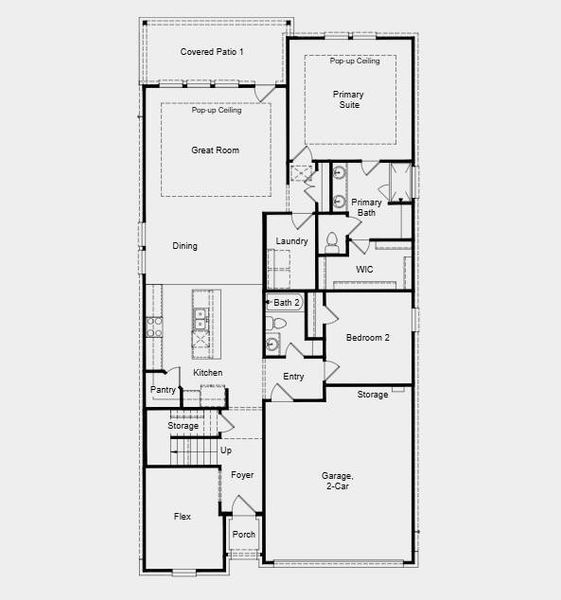 Additional highlights include: 12" Pop-up ceiling at great room and primary suite and covered outdoor living. Additional highlights include: 12" Pop-up ceiling at great room and primary suite and covered outdoor living.