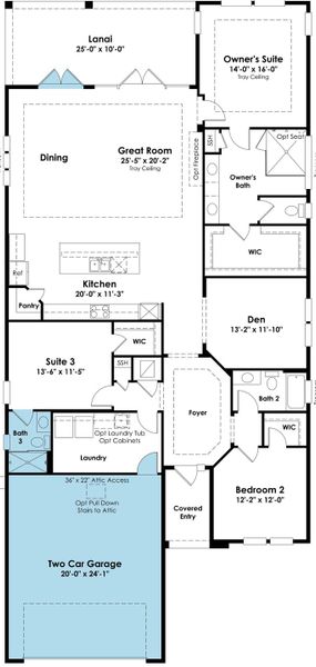 2D floor plan layout of this home in NatureWalk at Watersound Origins, Inlet Beach, FL (Image 4).