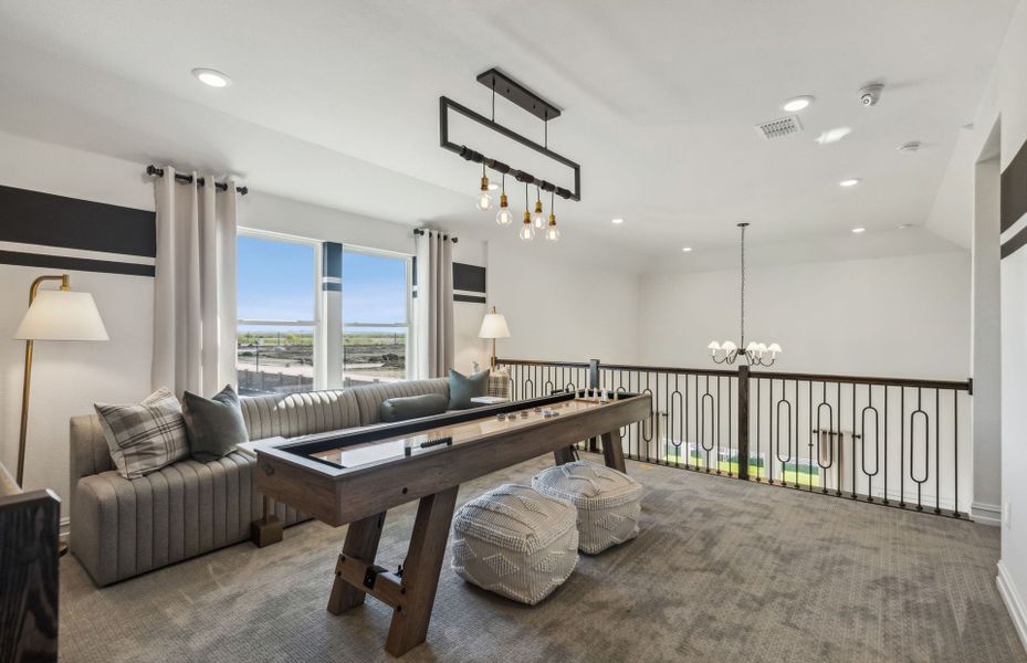 Furnished interior view inside a new home in Pinnacle at Legacy Hills, Celina (Image 12). Furnished interior view inside a new home in Pinnacle at Legacy Hills, Celina (Image 12).