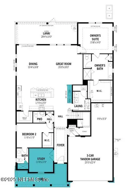 2D floor plan layout of this home in RiverTown - Cove, St. Johns, FL (Image 1).