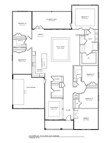 2D floor plan layout for the The Mckenzie by D.R. Horton in Greystone, Crawfordville, FL (Image 2).
