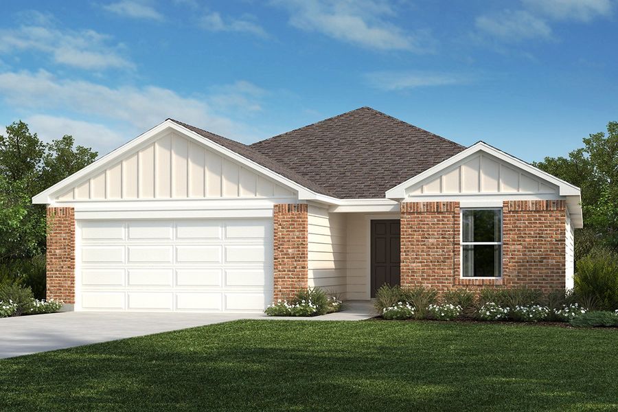 Representative exterior photo of a completed home built from the 1792 by KB Home in Sweetgrass Village, Crosby, TX (Image 8). Representative exterior photo of a completed home built from the 1792 by KB Home in Sweetgrass Village, Crosby, TX (Image 8).