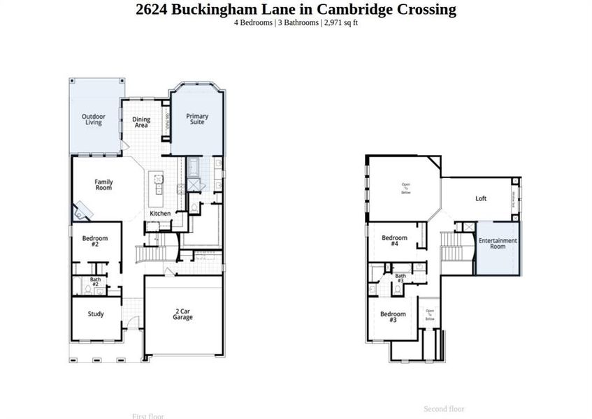 2D floor plan layout of this home in Cambridge Crossing, Celina, TX (Image 3).