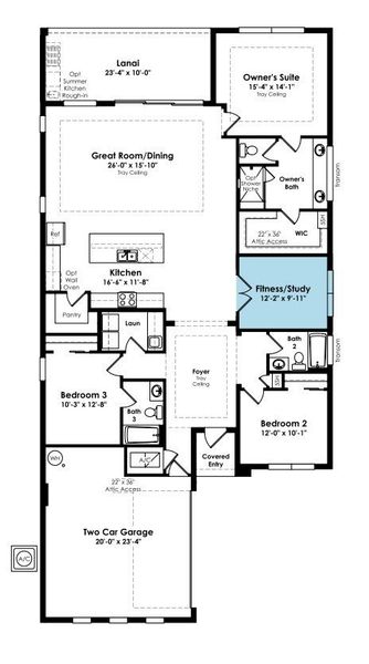 2D floor plan layout of this home in PGA Village Verano, Port St. Lucie, FL (Image 4).