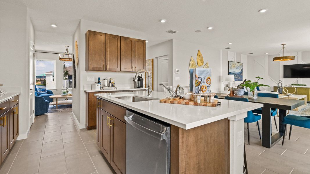 The Kitchen in the Model Highbourne by DRB Homes in Hamilton Bluff located in Haines City, FL. The Kitchen in the Model Highbourne by DRB Homes in Hamilton Bluff located in Haines City, FL.