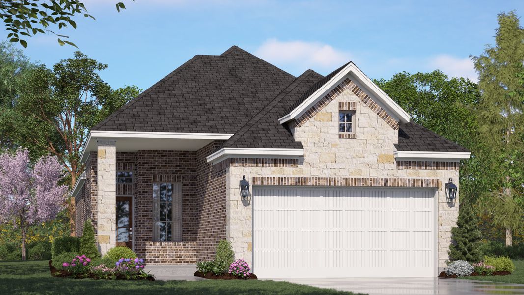 Front exterior of a new home in Jordan Ranch, Fulshear, TX, highlighting curb appeal (Image 10).