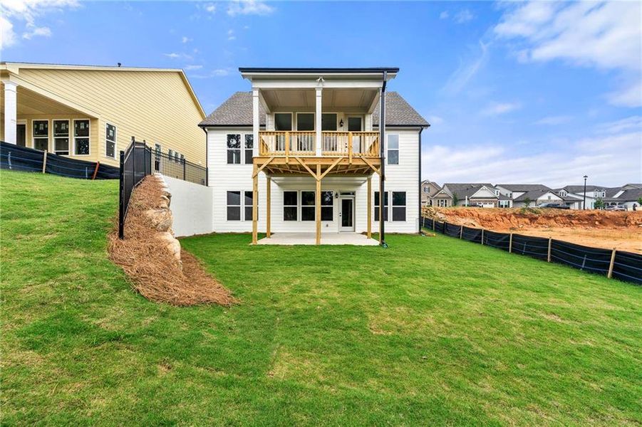Front exterior of a new home in Cresswind Georgia at Twin Lakes, Hoschton, GA, highlighting curb appeal (Image 15).
