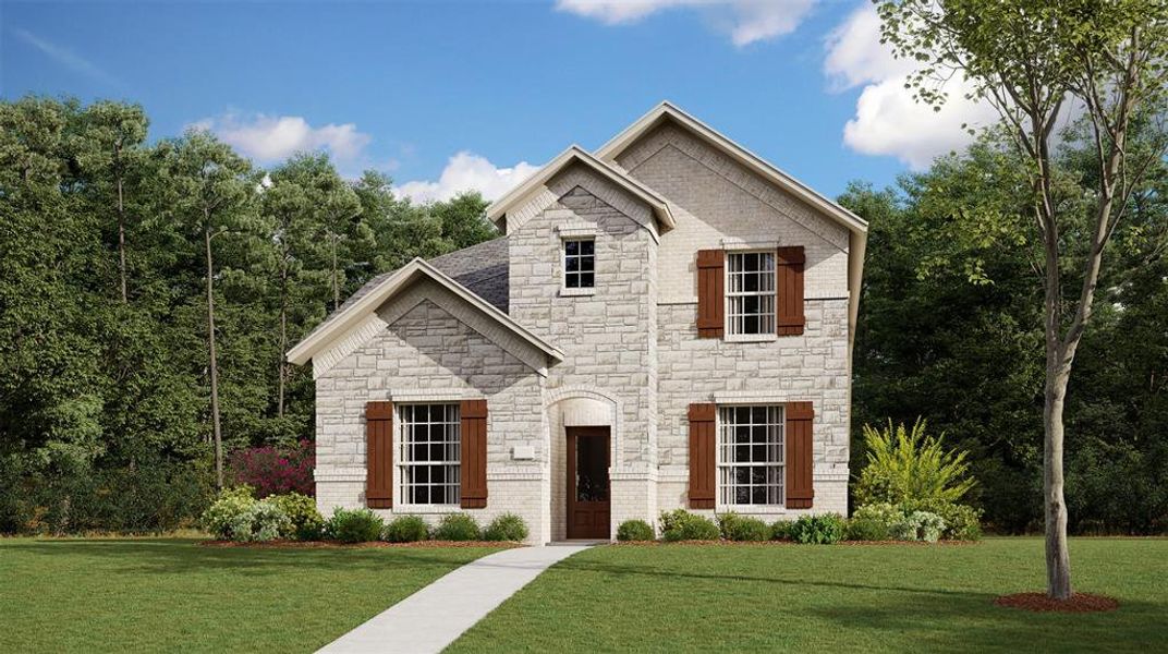 View of front of property featuring a front yard