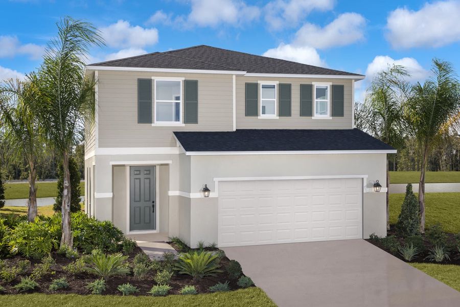 Representative exterior photo of a completed home built from the 2107 Modeled by KB Home in Chapel Manor I, Zephyrhills, FL (Image 17).