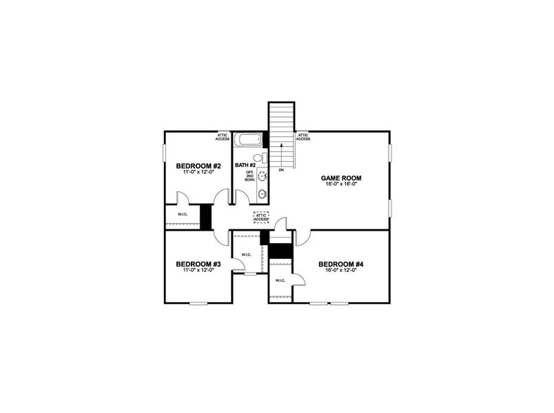 2D floor plan layout of this home in Cascades at Onion Creek, Austin, TX (Image 3).