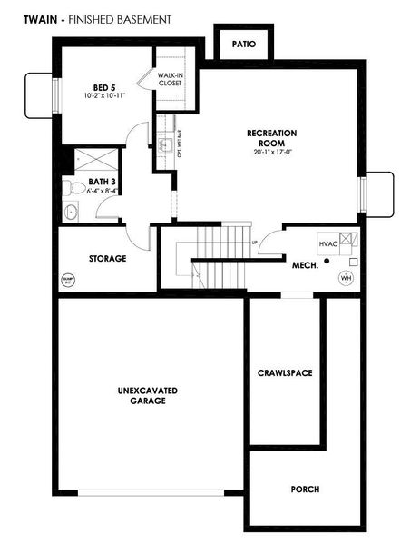 2D floor plan layout for the Twain by Hartford Homes in Trailside, Timnath, CO (Image 33).