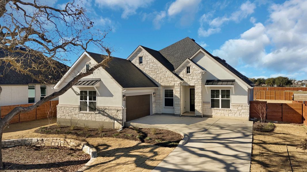 Front exterior of a new home in Broken Oak, Georgetown, TX, highlighting curb appeal (Image 28).