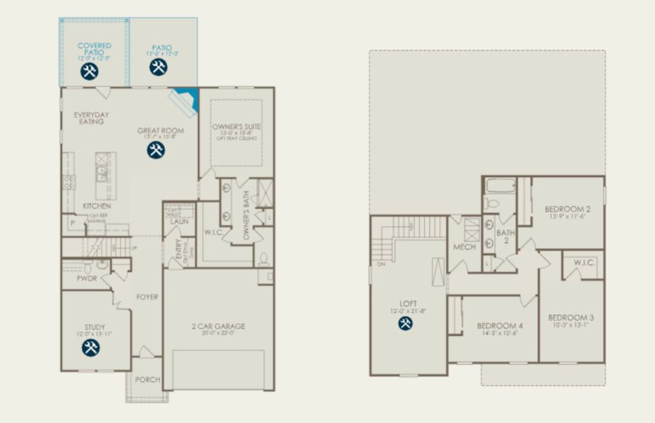 2D floor plan layout of this home in Monroe Preserve, Chapin, SC (Image 3).