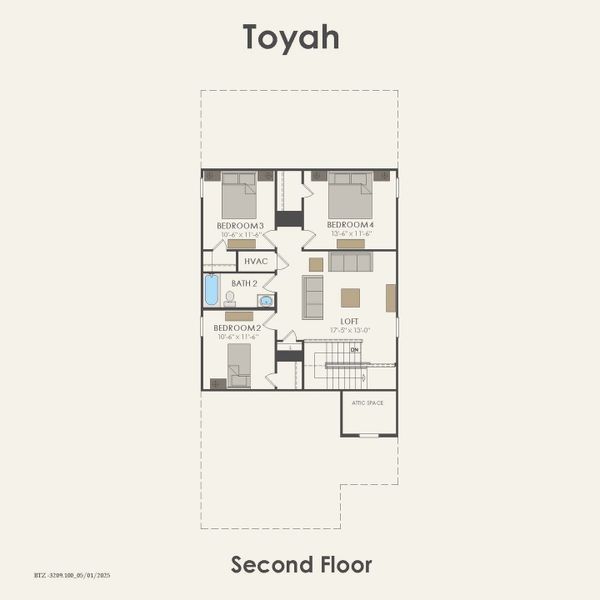 2D floor plan layout for the Toyah by Centex in Cottonwood, Howe, TX (Image 4).