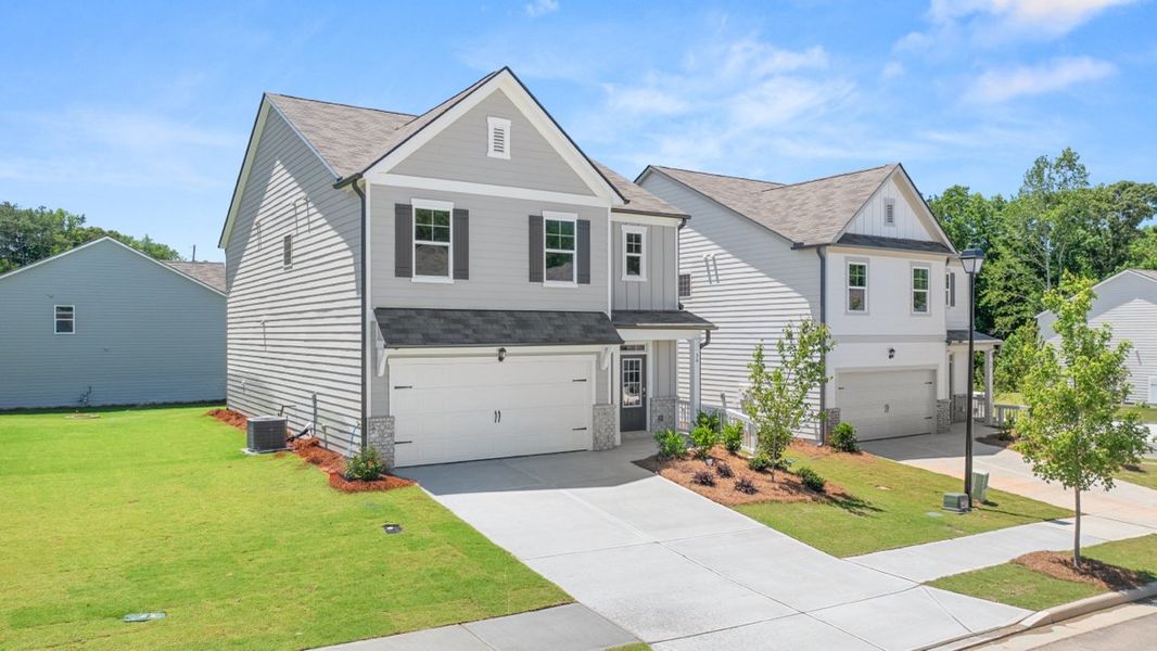 Representative exterior photo of a completed home built from the Robie by D.R. Horton in Braselton Village, Braselton, GA (Image 2). Representative exterior photo of a completed home built from the Robie by D.R. Horton in Braselton Village, Braselton, GA (Image 2).