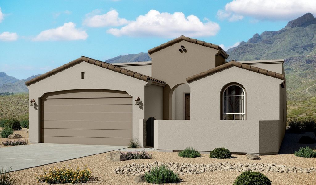 Representative exterior photo of a completed home built from the Valencia II by Hakes Brothers in Emerald Estates, El Paso, TX (Image 19).