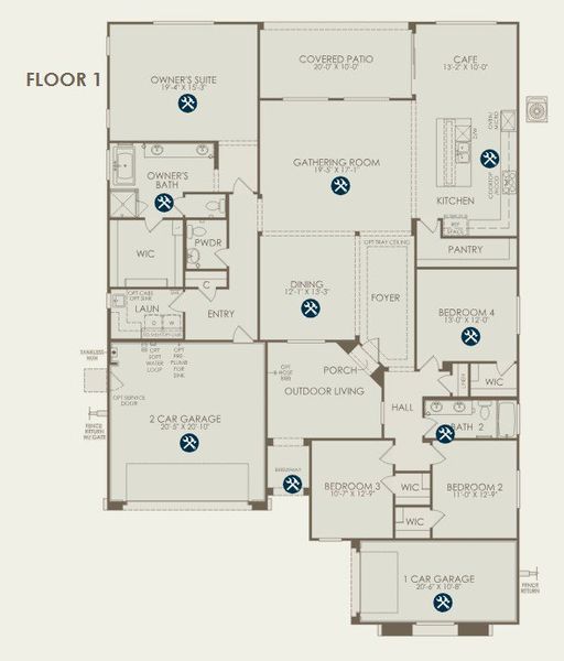 2D floor plan layout of this home in Artisan at Asante, Surprise, AZ (Image 4).