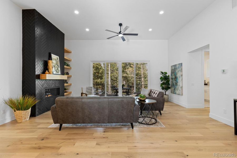 Large living room with extra large balcony door