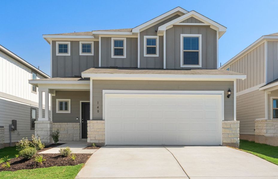 Front exterior of a new home in Sonterra, Jarrell, TX, highlighting curb appeal (Image 17).