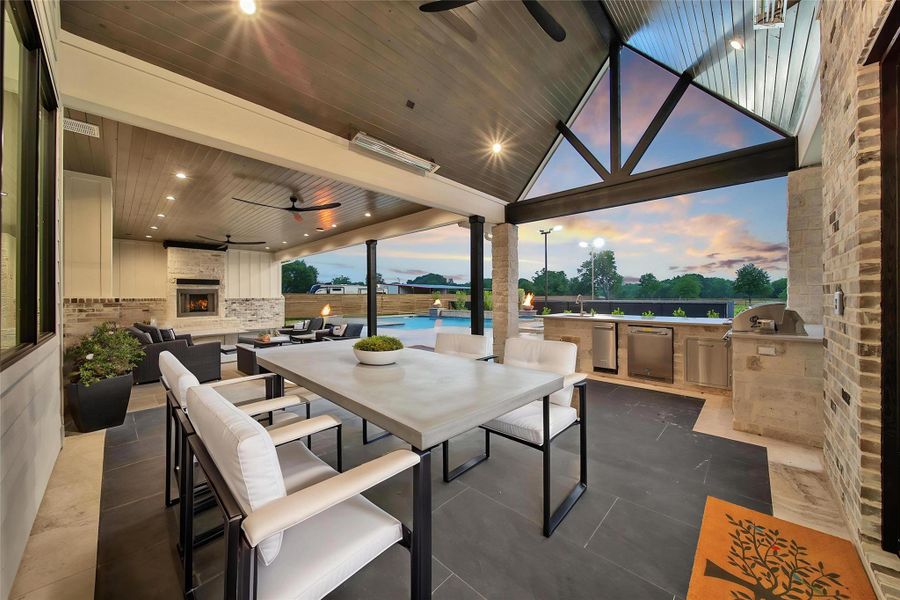 During those hot summer months, a patio that is shaded all day with fans means you can enjoy the outdoors without the direct sunlight. During those hot summer months, a patio that is shaded all day with fans means you can enjoy the outdoors without the direct sunlight.