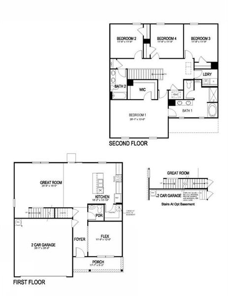 2D floor plan layout of this home in Lost Creek, Dallas, GA (Image 2).