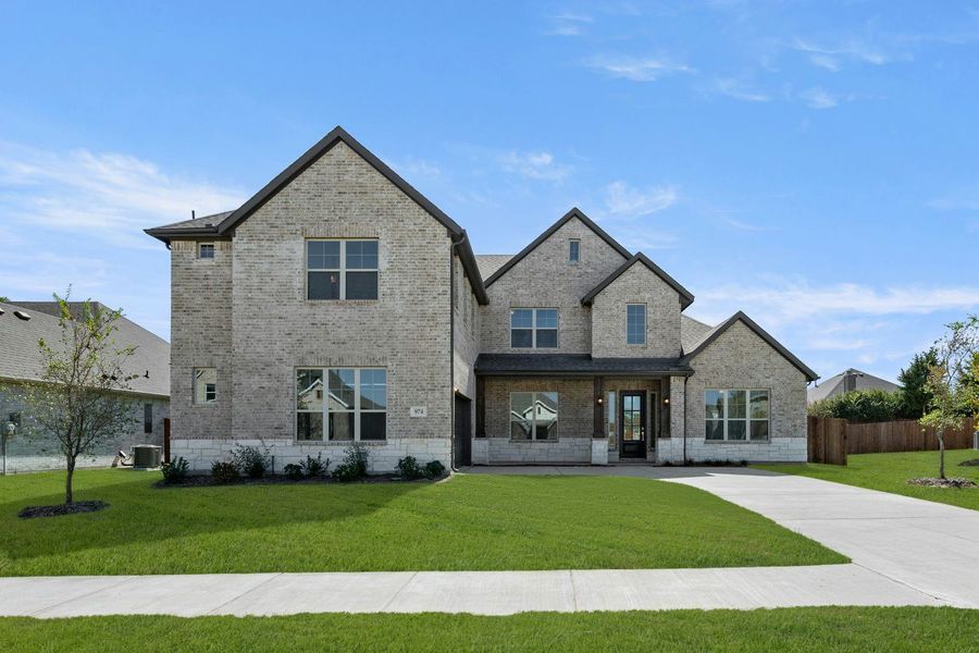 Front exterior of a new home in Kentsdale Farms, DeSoto, TX, highlighting curb appeal (Image 1). Front exterior of a new home in Kentsdale Farms, DeSoto, TX, highlighting curb appeal (Image 1).