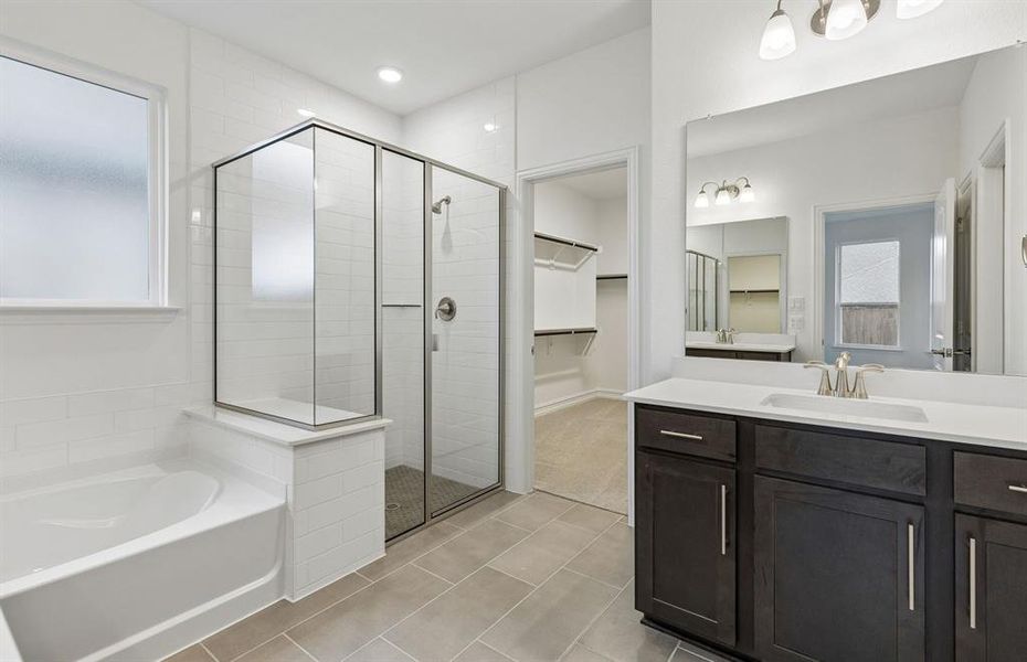 Tub and bath combo in owner's bath Tub and bath combo in owner's bath