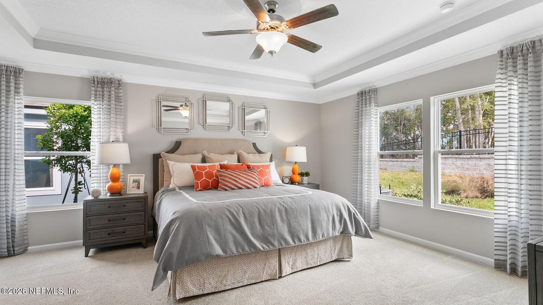 Furnished interior view inside a new home in Sawmill Branch, Palm Coast (Image 6). Furnished interior view inside a new home in Sawmill Branch, Palm Coast (Image 6).