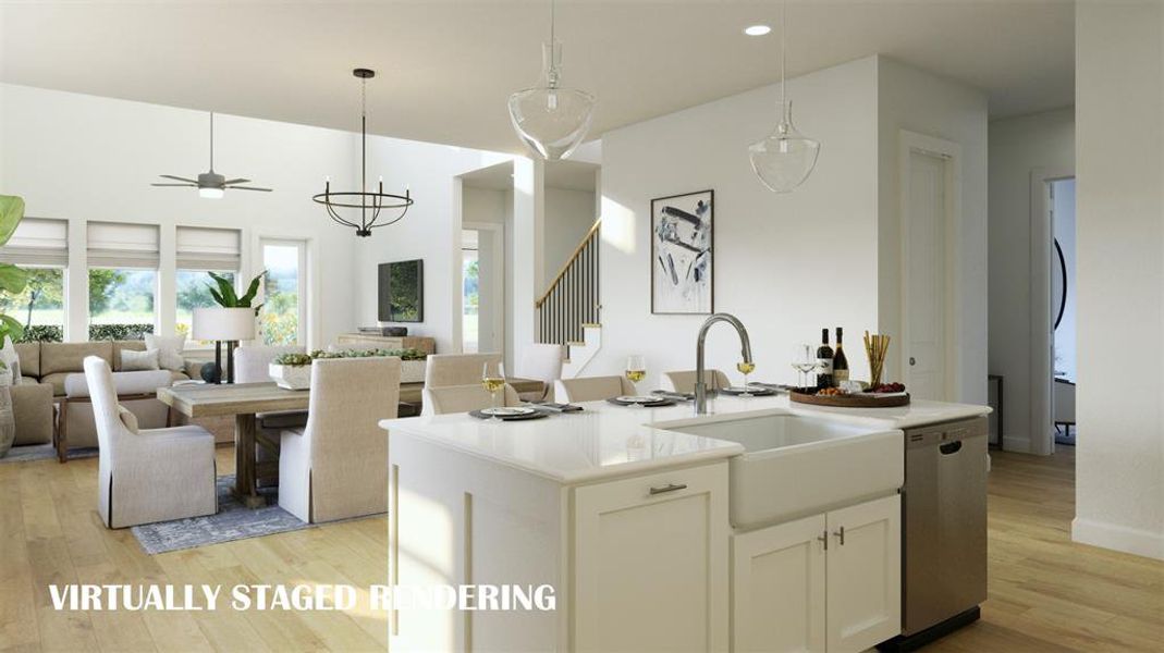 Open and flowing, entertaining is a breeze in our Delacroix floor plan.  VIRTUALLY STAGED RENDERING