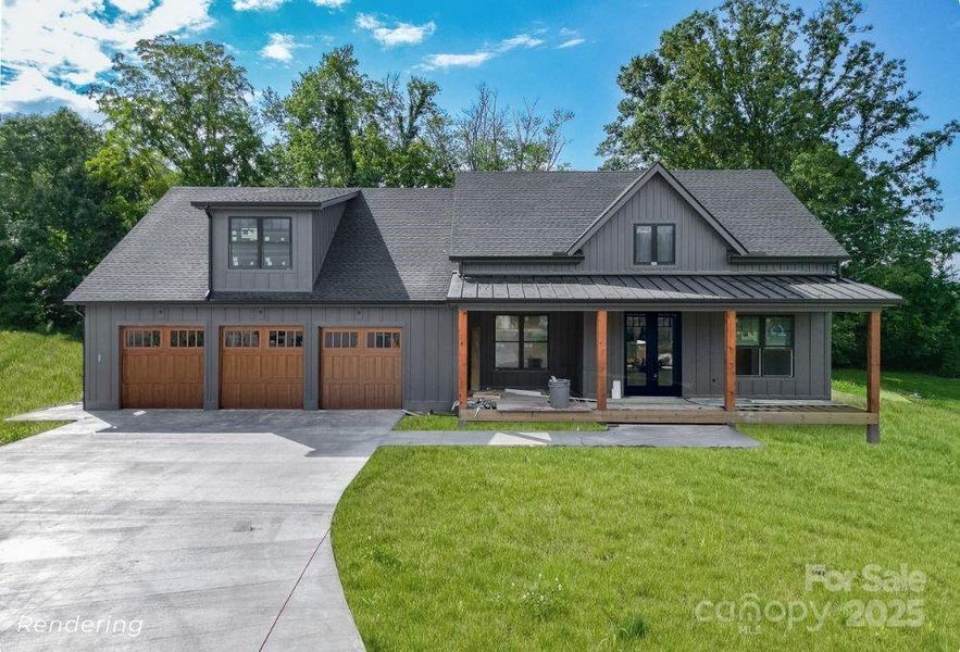 Front exterior of a new home in , Mills River, NC, highlighting curb appeal (Image 18).