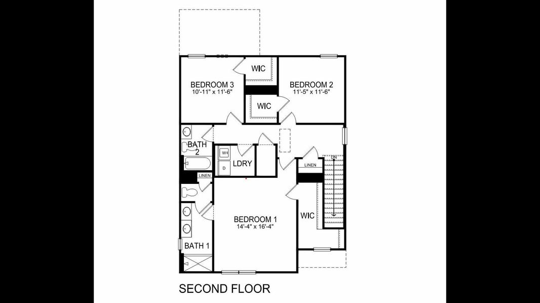 2D floor plan layout for the Darwin by D.R. Horton in Logan Farms, Mooresville, NC (Image 4).