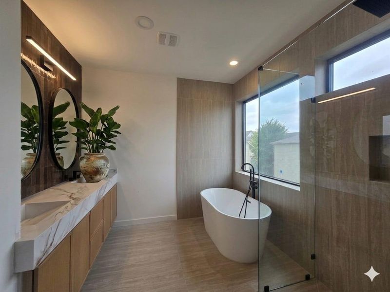 Neutral, Soft, WarmMaster BathroomAI Staged