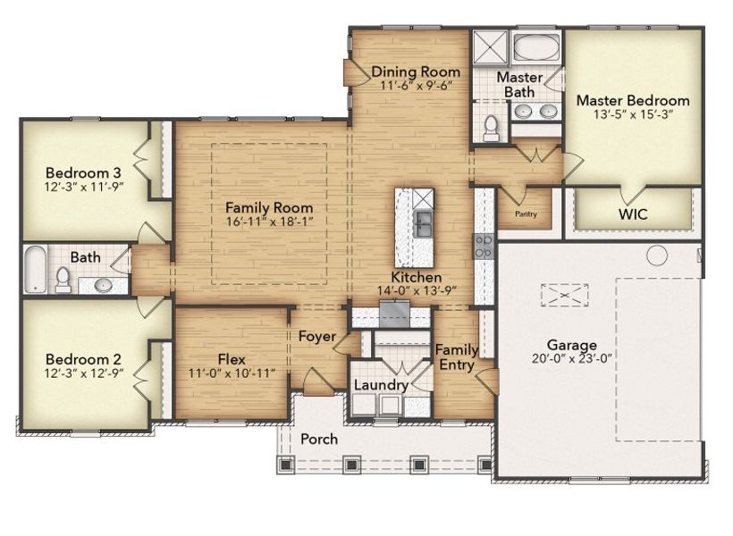 2D floor plan layout of this home in Terra Escalante, Blue Ridge, TX (Image 2).